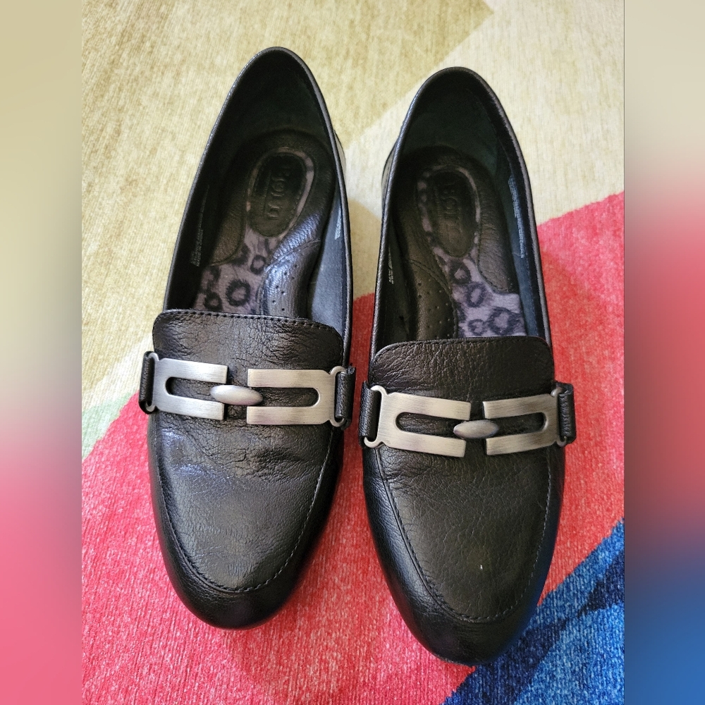 Born Orin Pre-Owned Black Leather Loafers D05003 Size US 6/ EUR 36.5